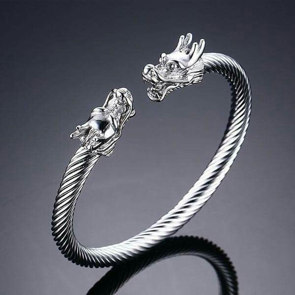 Silver Dragon Cuff Bracelet