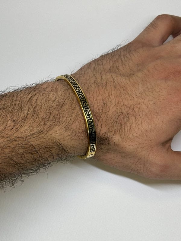 Greek Key Gold Bangle