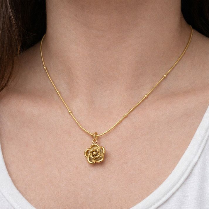 Golden rose flower pendant