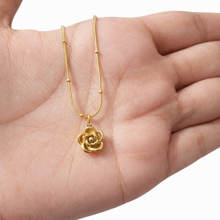 Golden rose flower pendant