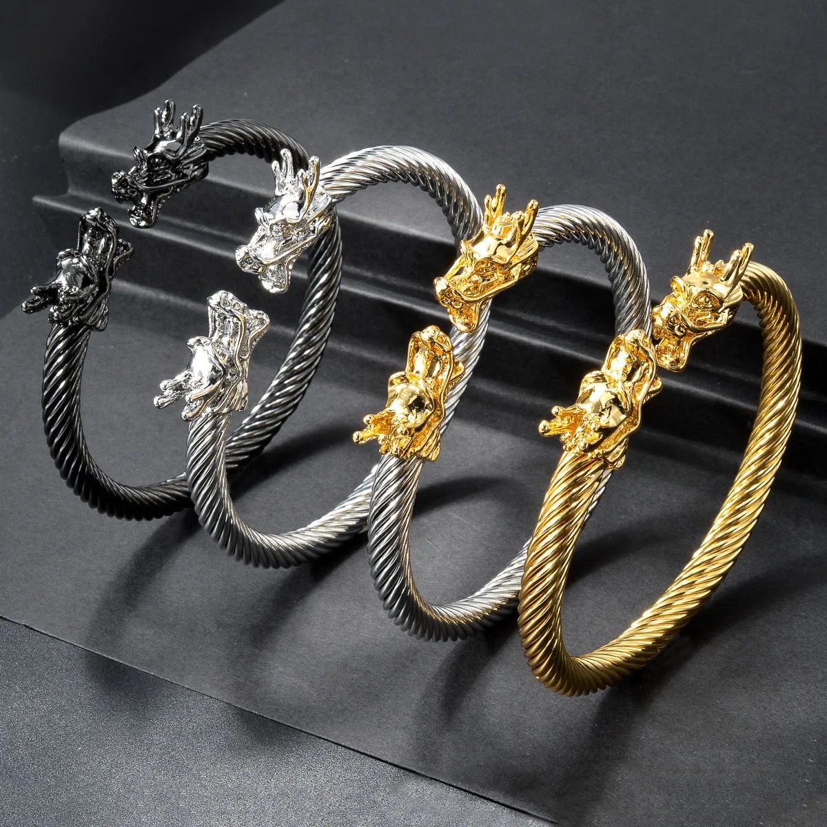 Silver Dragon Cuff Bracelet