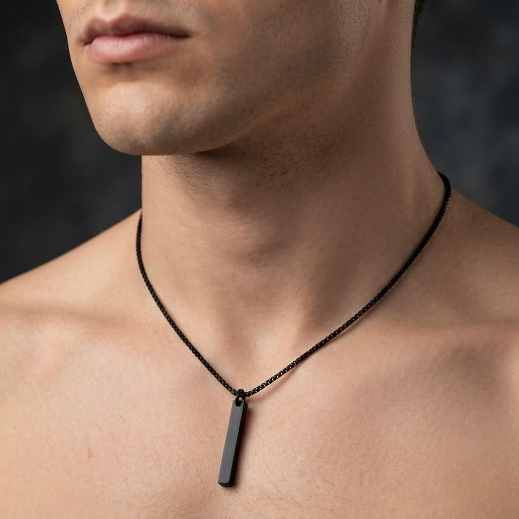 Bar charm Pendant Black